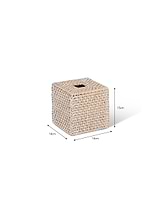 Wittering Rattan Square Tissue Box Holder  White