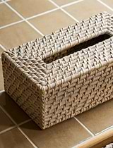 Wittering Rattan Rectangular Tissue Box Holder White