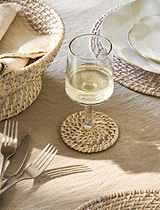 Wittering Rattan Coasters Set of 4 White