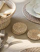 Wittering Rattan Coasters Set of 4 White