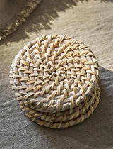 Wittering Rattan Coasters Set of 4 White