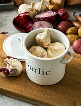Enamel Garlic Store White