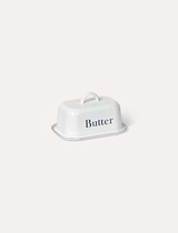 Enamel Butter Dish with Lid White
