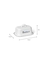 Enamel Butter Dish with Lid White