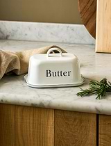 Enamel Butter Dish with Lid White