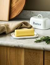 Enamel Butter Dish with Lid White