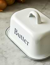 Enamel Butter Dish with Lid White