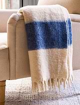 Leigh Wide Stripe Throw Cove Blue Wool