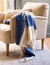 Leigh Wide Stripe Throw Cove Blue Wool