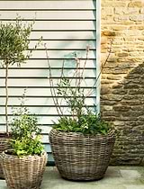Kingscote Rattan Planter L Grey