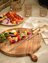 Skewers Set of 4 Oak and Stainless Steel