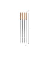 Skewers Set of 4 Oak and Stainless Steel
