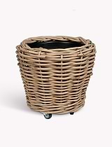 Elmhurst Rattan Planter on Wheels L Grey