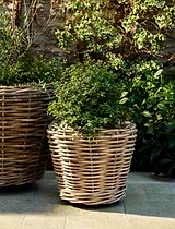 Elmhurst Rattan Planter on Wheels L Grey