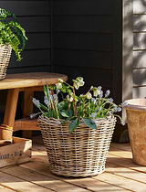 Kingscote Rattan Plant Pot 33cm Grey