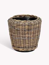Kingscote Tall Rattan Planter 47cm Grey