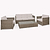 Harting 3 Seater Sofa Set Light Rattan