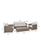 Harting 3 Seater Sofa Set Light Rattan