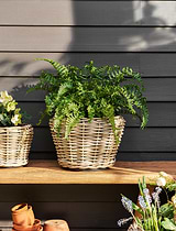 Kingscote Rattan Plant Pot 23cm Grey