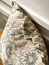 Hidcote Hand Block Print Cushion 45x45cm Blue