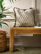 Hidcote Hand Block Print Cushion 45x45cm Blue