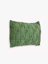 Embroidered Auricula 30x50cm Cushion Olive