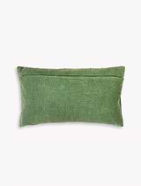 Embroidered Auricula 30x50cm Cushion Olive