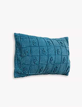 Embroidered Auricula 30x50cm Cushion Denim Blue