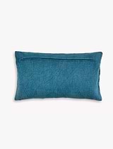 Embroidered Auricula 30x50cm Cushion Denim Blue