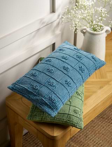 Embroidered Auricula 30x50cm Cushion Denim Blue