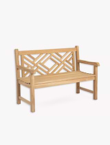 Cross Back Teak Bench 2 Seater 150cm