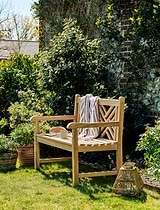 Cross Back Teak Bench 2 Seater 150cm