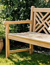 Cross Back Teak Bench 2 Seater 150cm