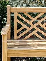 Cross Back Teak Bench 2 Seater 150cm