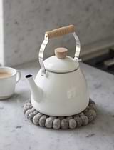 Enamel Stove Kettle Warm White
