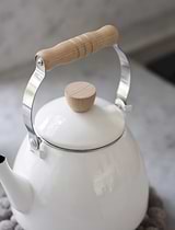 Enamel Stove Kettle Warm White