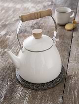 Enamel Stove Kettle Warm White