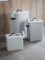 Stowell Pet Bin with Leather Handles Small Chalk