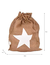 Jute Christmas Sack with Star Print