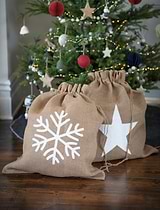 Jute Christmas Sack with Snowflake Print