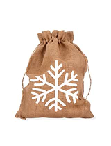 Jute Christmas Sack with Snowflake Print