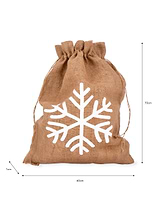 Jute Christmas Sack with Snowflake Print