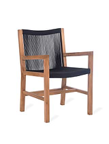 Pair of Mylor Arm Chairs - Black - Teak and Poly Rope