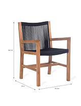 Pair of Mylor Arm Chairs - Black - Teak and Poly Rope