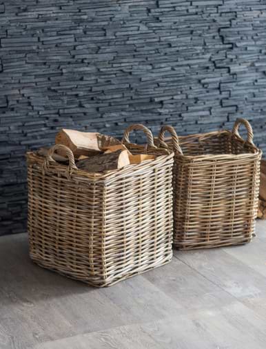 Felt Log Basket with Wooden Handle - Southwold