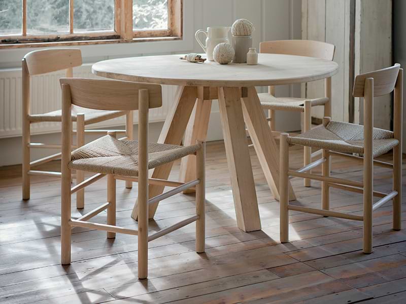 Raw Oak Dining Table with Longworth Chairs