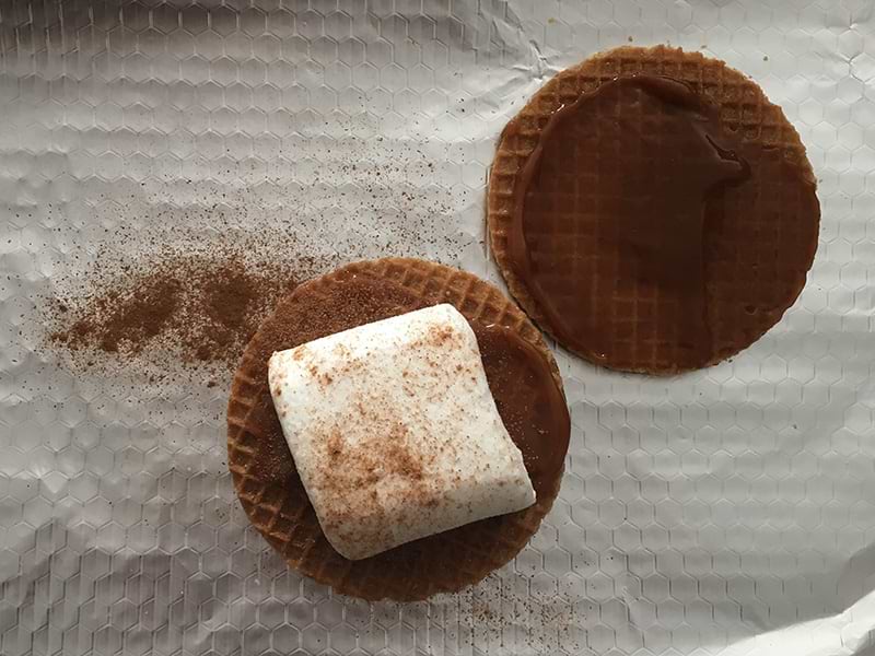 Addtional later of salted caramel for extra gooey s'mores