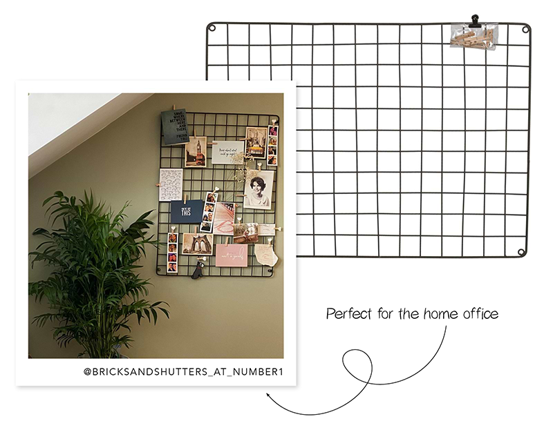home office mesh board for notes and photos