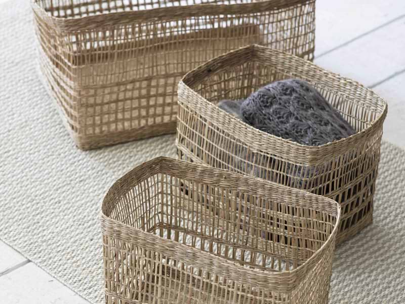Set of 3 Mixed Weave Storage Baskets