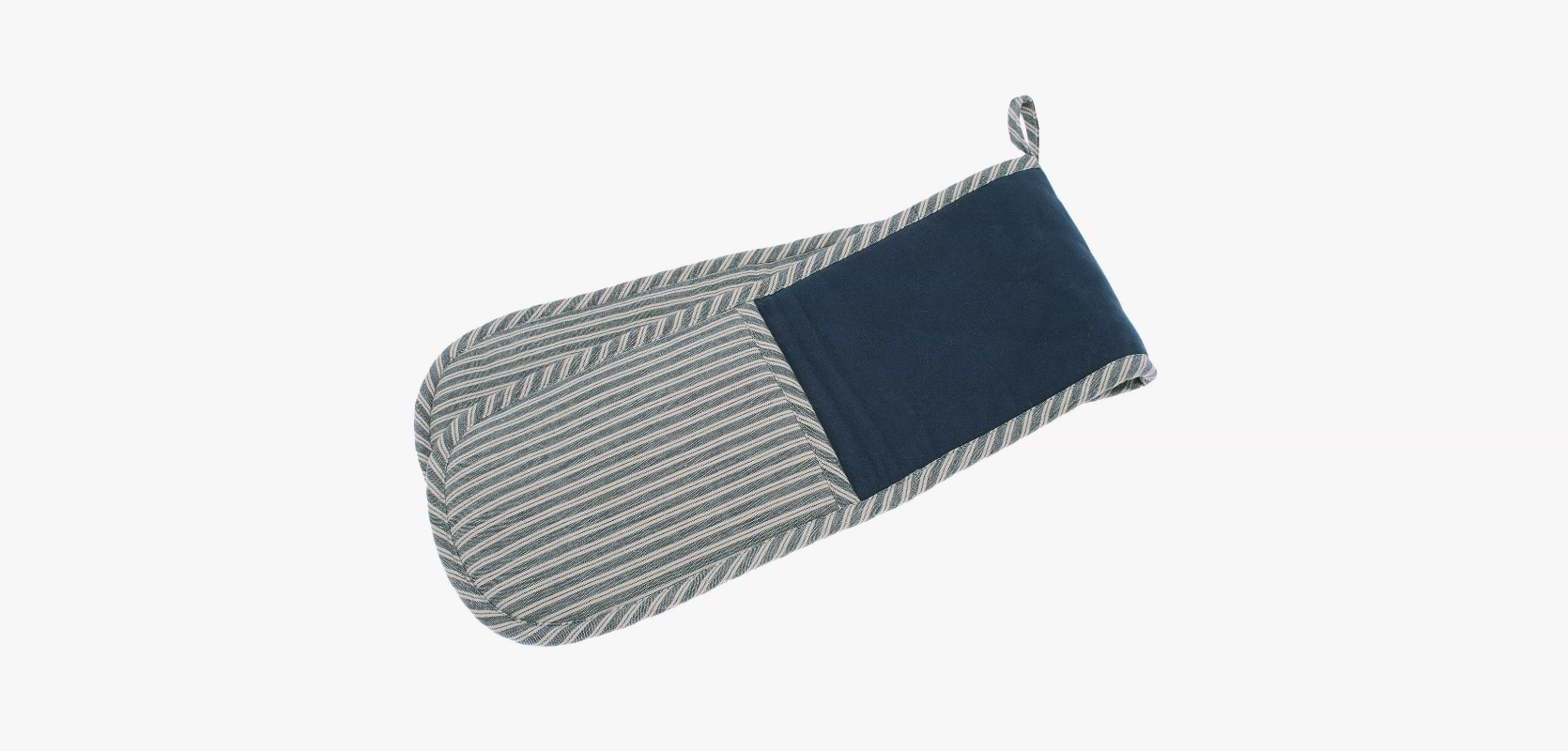 Blue Hampton stripe double oven glove.